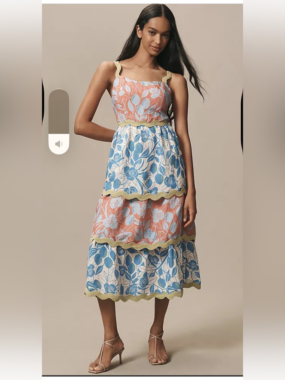 FARM Rio Linen Tiered Ric Rac Midi Dress - Picture 1 of 5